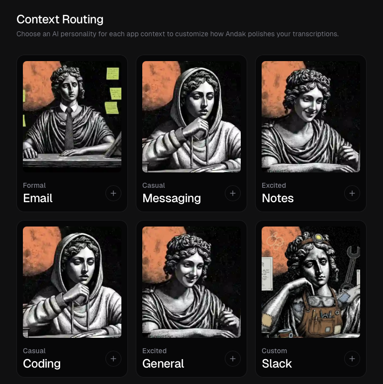 Context Routing — per-app personality assignments